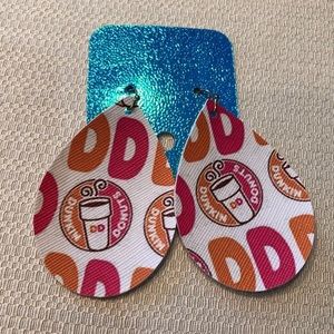 Brand New Dunkin' Donuts Faux Leather Earrings